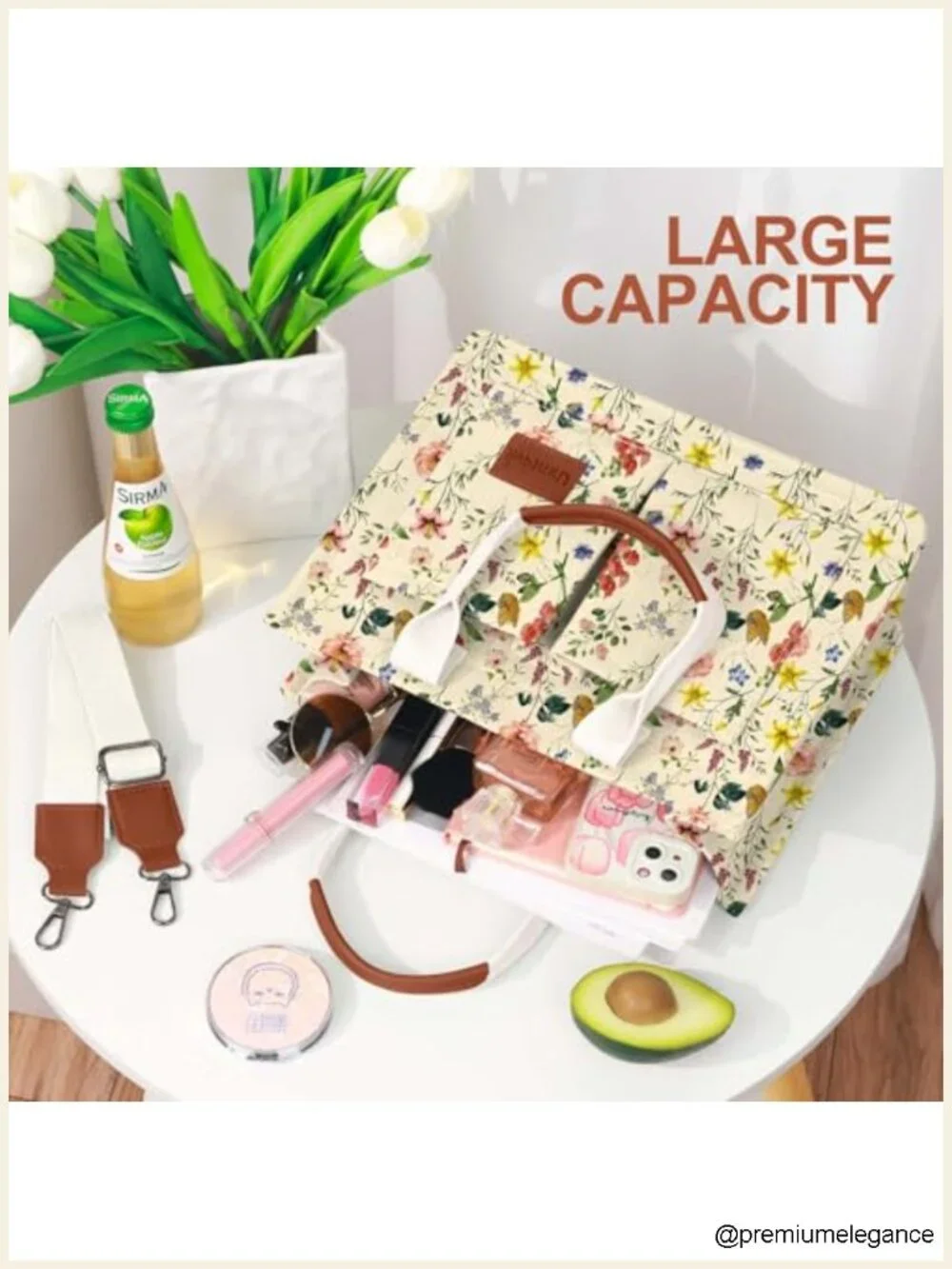 Large Canvas Tote Bag with Multiple Pockets for Work